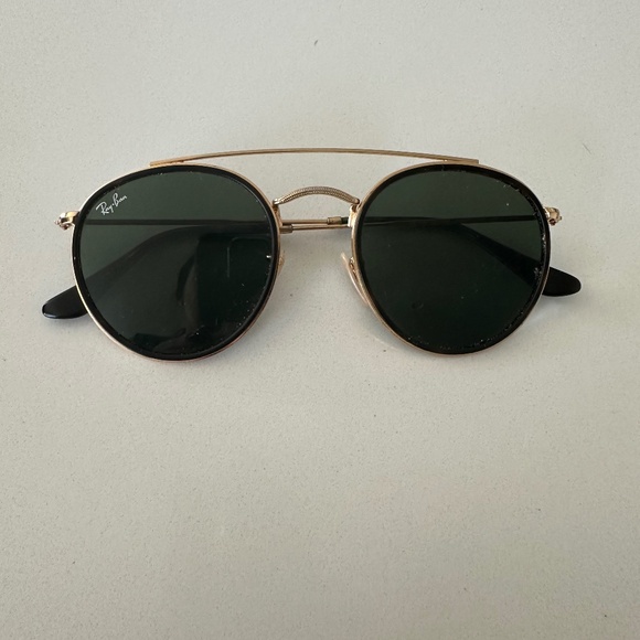Ray-Ban Gold and Black Round Sunglasses - Picture 1 of 2